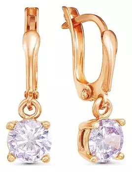 Серьги "Роса" позолота, цвет сиреневый