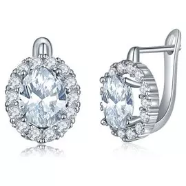 Серьги с фианитами 1,6x1,2 см