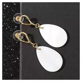Серьги с перламутром "Гео" капля, цвет белый в золоте