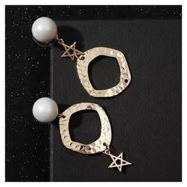 Серьги с жемчугом "Атмосфера" бусина, цвет белый в золоте