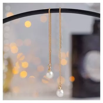 Серьги с жемчугом "Цепочки" горошина