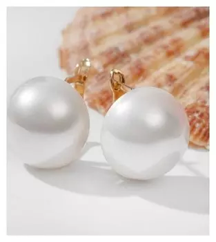 Серьги с жемчугом "Цветок" расцвет, белый в золоте