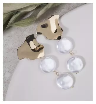 Серьги с жемчугом "Гермиона", цвет белый в золоте