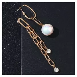 Серьги с жемчугом "Грейс" цепи и шар, цвет белый в золоте
