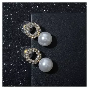 Серьги с жемчугом "Грейс" колесо, цвет белый в золоте