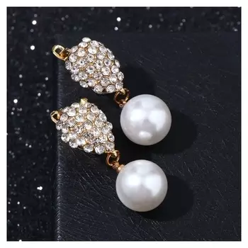 Серьги с жемчугом "Грейс" шар, цвет белый в золоте