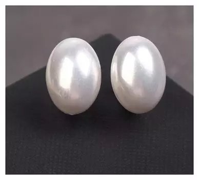 Серьги с жемчугом "Грейс" вытянутый овал, цвет белый в золоте