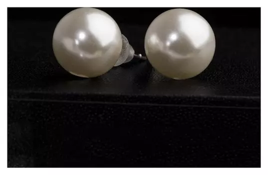 Серьги с жемчугом "Невеста" бусины D=1,5, цвет белый