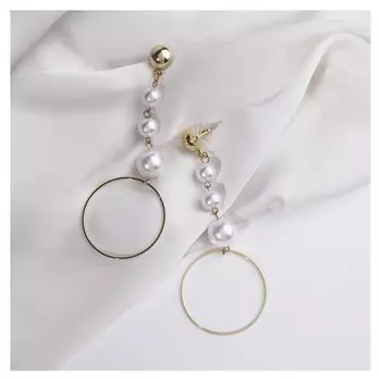 Серьги с жемчугом "Нежность" нити, цвет белый в золоте