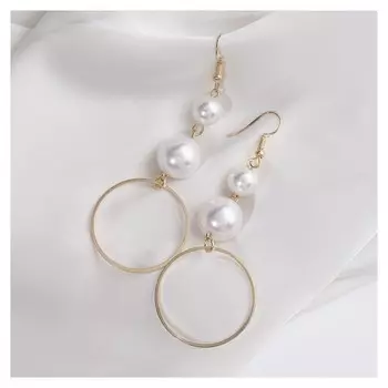 Серьги с жемчугом "Нежность" звенья, цвет белый в золоте