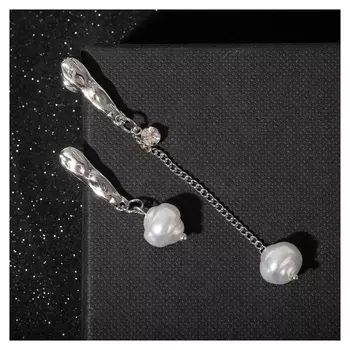 Серьги с жемчугом "Разность" цвет белый в серебре
