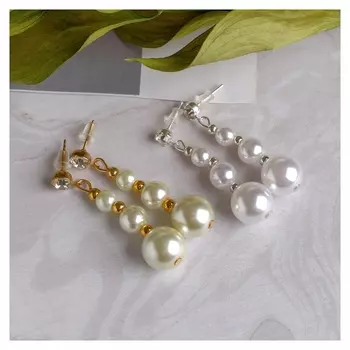 Серьги с жемчугом "Шары трио"