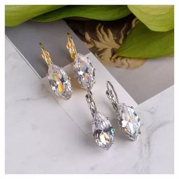 Серьги со стразами "Блик" эллипс