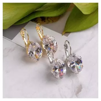 Серьги со стразами "Блик" овал