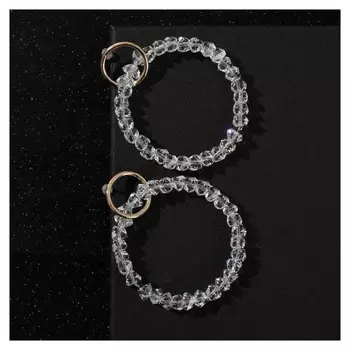 Серьги со стразами "Бриз" два кольца, цвет белый в золоте