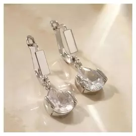 Серьги со стразами "Циркония" сосуд, цвет белый в серебре