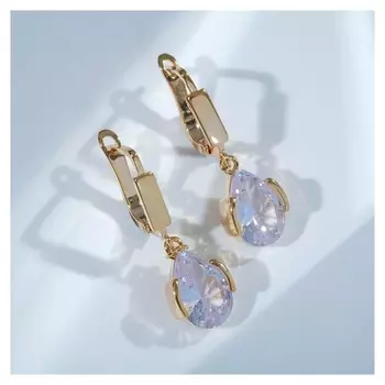 Серьги со стразами "Циркония" сосуд, цвет белый в золоте