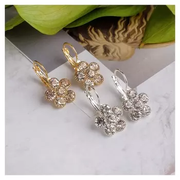 Серьги со стразами "Цветочек аленький"