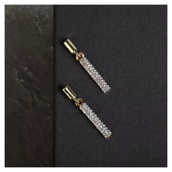 Серьги со стразами "Геометрия" тонкий цилиндр, цвет белый в золоте