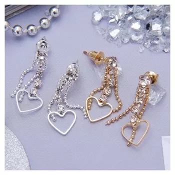 Серьги со стразами "Грация" сердечки