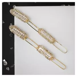 Серьги со стразами "Искры" два овала, цвет белый в золоте