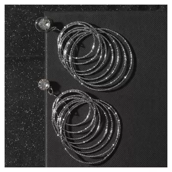 Серьги со стразами "Калипсо" плеть, цвет белый в сером