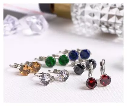 Серьги со стразами "Каникулы" круг, в серебре