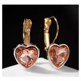 Серьги со стразами "Конфетти" сердце вспышка