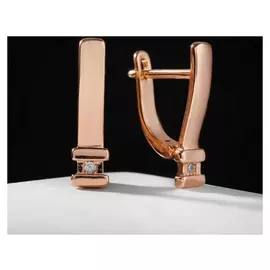 Серьги со стразами "Краткость", цвет белый в розовом золоте