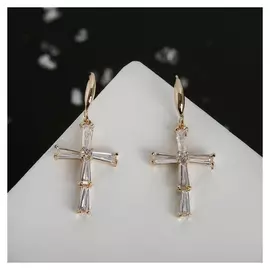 Серьги со стразами Крестики искры