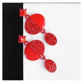 Серьги со стразами "Крис", цвет красный