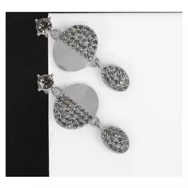 Серьги со стразами "Крис", цвет серый