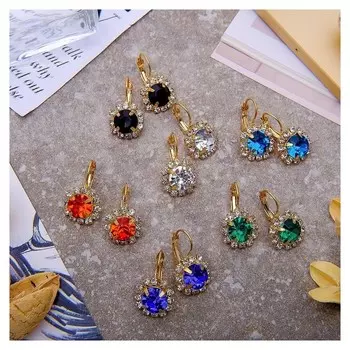 Серьги со стразами "Круг" вечеринка, крупный