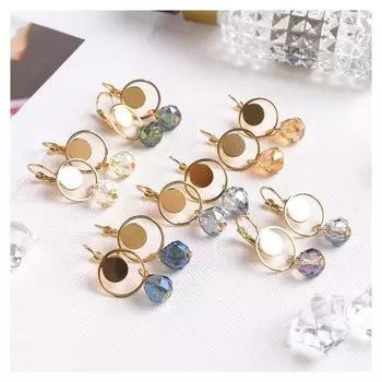 Серьги со стразами "Лоза", в золоте