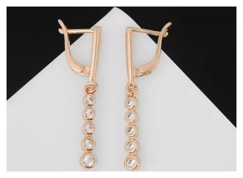 Серьги со стразами "Маризанна" дорожка, цвет белый в золоте, 3,5 см