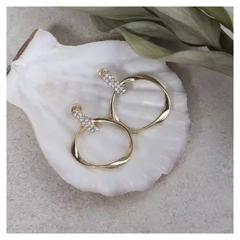 Серьги со стразами "Повод", цвет белый в золоте