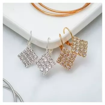 Серьги со стразами "Ромб" блеск