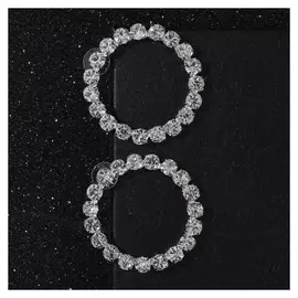 Серьги со стразами "Селебрити" круг, цвет белый в серебре