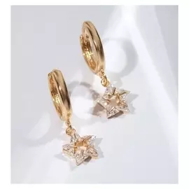 Серьги со стразами "Сказка" мини звёзды, цвет белый в золоте
