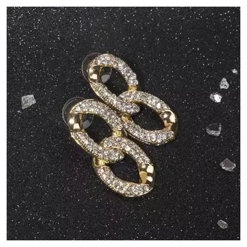 Серьги со стразами "Сомбреро", цвет белый в золоте