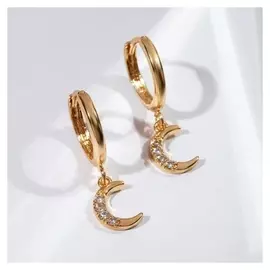 Серьги со стразами "Венеция" роскошь, цвет белый в золоте