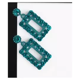 Серьги со стразами "Вуаль" грани, цвет зелёный