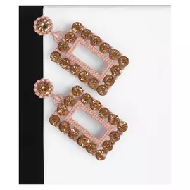 Серьги со стразами "Вуаль" грани, цвет золотой в бежевом металле