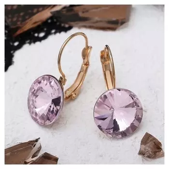 Серьги со стразами "Яркая классика", цвет розовый в золоте, D=1,4 см