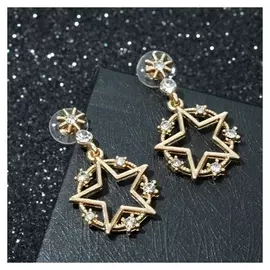 Серьги со стразами "Звёзды" россыпь, цвет белый в золоте