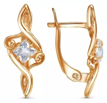 Серьги "Уединение", розовое золочение, цвет белый