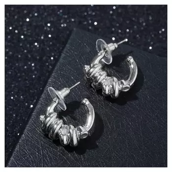 Серьги "Узел" морской, цвет серебро