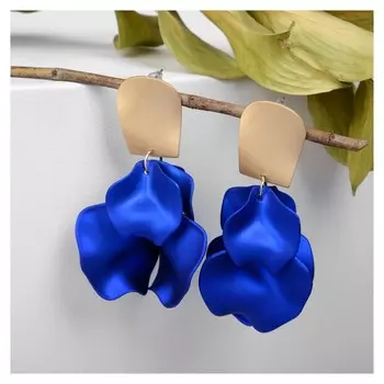 Серьги "Ветер" неровность, цвет сине-золотой