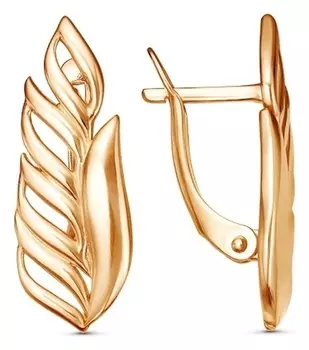 Серьги "Ветвь" листья, розовое золочение