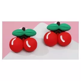 Серьги "Вишенки" парочка, цвет красно-зелёный